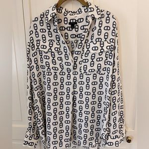 Ann Taylor Chain Print Popover Blouse - Size Small